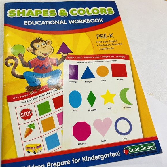 Pre-1st Grade Learning Books Shapes Colors Math Children Eduction Ready - Picture 2 of 10